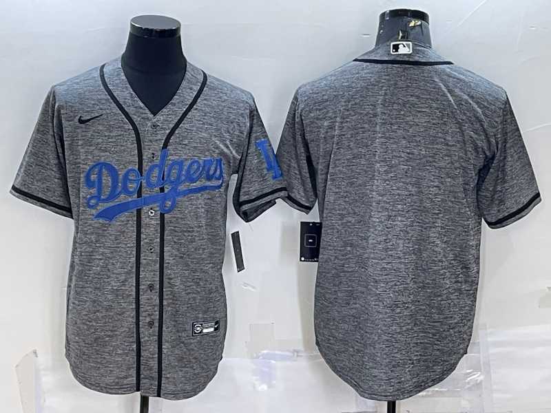 Mens Los Angeles Dodgers Blank Grey Gridiron Cool Base Stitched Baseball Jersey->los angeles dodgers->MLB Jersey